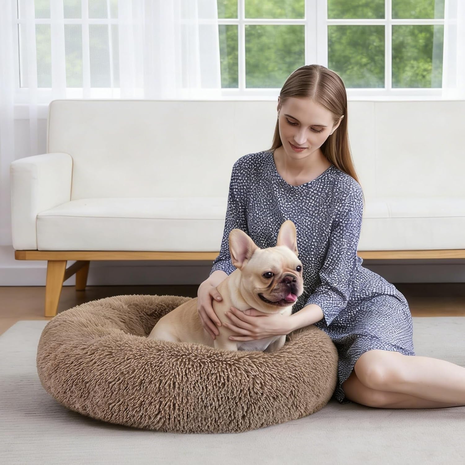Orthopedic Dog Bed Comfortable Donut Cuddler round Pet Beds Ultra Soft Washable Dog and Cat Cushion (20''/23''/30'') (23'', Brown)