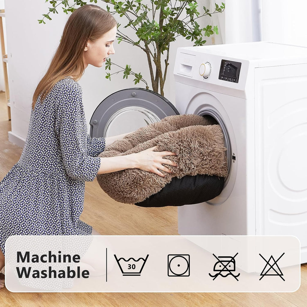 Orthopedic Dog Bed Comfortable Donut Cuddler round Pet Beds Ultra Soft Washable Dog and Cat Cushion (20''/23''/30'') (23'', Brown)